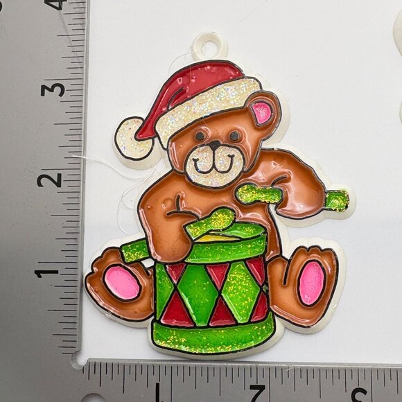 Vintage Bear Christmas Ornaments Set of 4 Skating Sledding Drummer - Picture 5 of 7